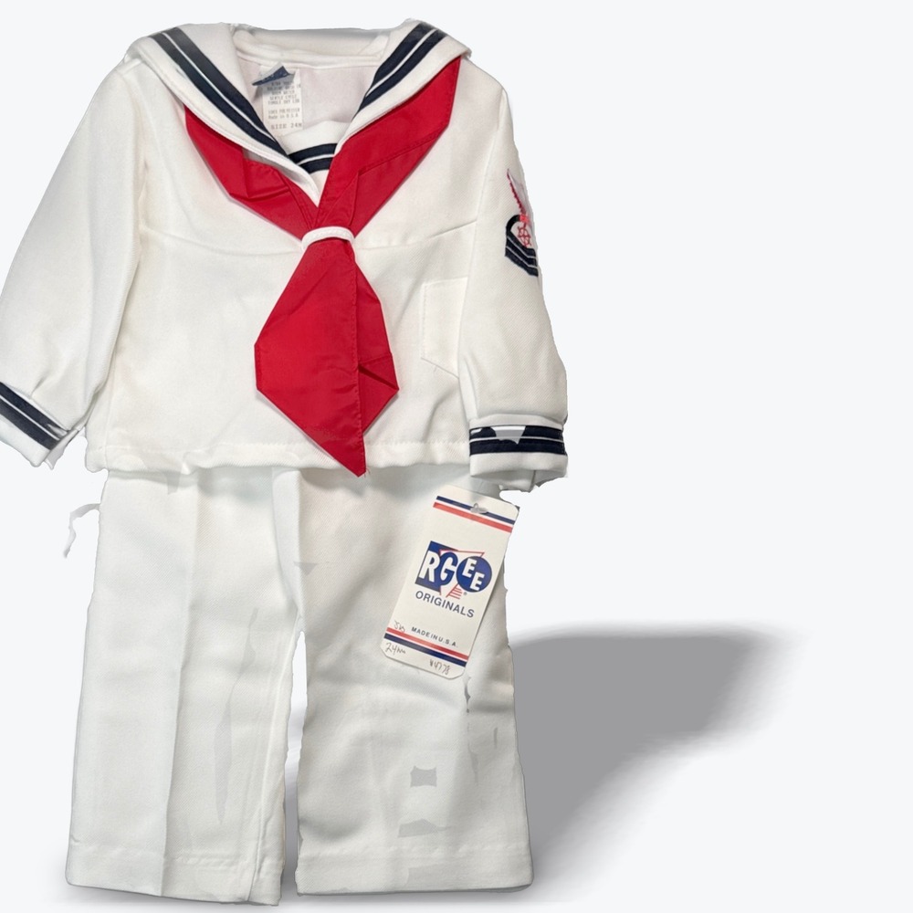 VTG Baby Sailor Suit 2pc Set 4T White 1980s New with Tags RGEE Originals RARE